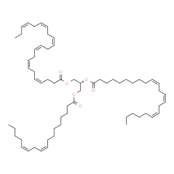 ChemSpider 2D Image | (2R)-2-[(10Z,13Z,16Z)-10,13,16-Docosatrienoyloxy]-3-[(9Z,12Z)-9,12-heptadecadienoyloxy]propyl (4Z,7Z,10Z,13Z,16Z,19Z)-4,7,10,13,16,19-docosahexaenoate | C64H102O6