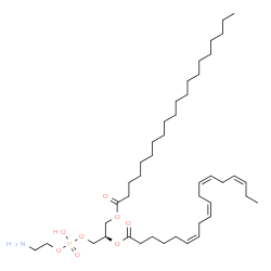 ChemSpider 2D Image | (2R)-3-{[(2-Aminoethoxy)(hydroxy)phosphoryl]oxy}-2-[(6Z,9Z,12Z,15Z)-6,9,12,15-octadecatetraenoyloxy]propyl icosanoate | C43H78NO8P