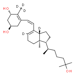 ChemSpider 2D Image | (1S,3R,6Z)-(9,14,19,19,19-~2~H_5_)-9,10-Secocholesta-5(10),6,8-triene-1,3,25-triol | C27H39D5O3