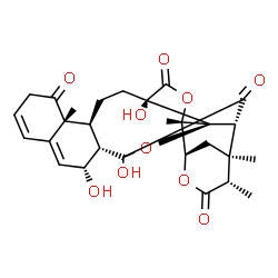 ChemSpider 2D Image | (1S,2R,3R,6S,7R,14R,15S,18S,21S,22R,25S)-5,7,18-Trihydroxy-1,14,21,25-tetramethyl-4,20,23-trioxaheptacyclo[20.3.1.1~2,5~.0~3,18~.0~3,21~.0~6,15~.0~9,14~]heptacosa-8,10-diene-13,19,24,27-tetrone | C28H32O10