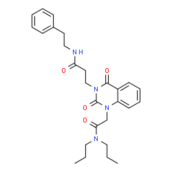 ChemSpider 2D Image | 3-{1-[2-(Dipropylamino)-2-oxoethyl]-2,4-dioxo-1,4-dihydro-3(2H)-quinazolinyl}-N-(2-phenylethyl)propanamide | C27H34N4O4