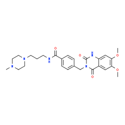ChemSpider 2D Image | 4-[(6,7-Dimethoxy-2,4-dioxo-1,4-dihydro-3(2H)-quinazolinyl)methyl]-N-[3-(4-methyl-1-piperazinyl)propyl]benzamide | C26H33N5O5