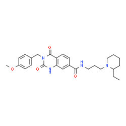ChemSpider 2D Image | N-[3-(2-Ethyl-1-piperidinyl)propyl]-3-(4-methoxybenzyl)-2,4-dioxo-1,2,3,4-tetrahydro-7-quinazolinecarboxamide | C27H34N4O4