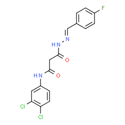 ChemSpider 2D Image | N-(3,4-Dichlorophenyl)-3-[(2E)-2-(4-fluorobenzylidene)hydrazino]-3-oxopropanamide | C16H12Cl2FN3O2