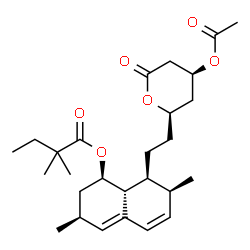 ChemSpider 2D Image | (1R,3S,7S,8S,8aR)-8-{2-[(2R,4S)-4-Acetoxy-6-oxotetrahydro-2H-pyran-2-yl]ethyl}-3,7-dimethyl-1,2,3,7,8,8a-hexahydro-1-naphthalenyl 2,2-dimethylbutanoate | C27H40O6