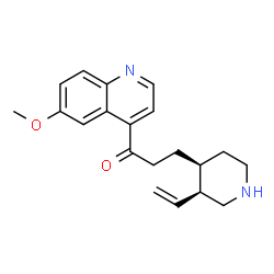 ChemSpider 2D Image | 1-(6-Methoxy-4-quinolinyl)-3-[(3S,4S)-3-vinyl-4-piperidinyl]-1-propanone | C20H24N2O2