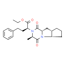 ChemSpider 2D Image | Ethyl (2S)-2-[(3R,5aS,8aS,9aS)-3-methyl-1,4-dioxodecahydro-2H-cyclopenta[4,5]pyrrolo[1,2-a]pyrazin-2-yl]-4-phenylbutanoate | C23H30N2O4