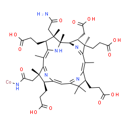 ChemSpider 2D Image | [[2-[(1R,2S,3S,4Z,7S,8S,9Z,13S,14Z,17R,18R,19R)-2-(2-amino-2-oxo-ethyl)-3,8,13,17-tetrakis(2-carboxyethyl)-18-(carboxymethyl)-1,2,5,7,12,12,15,17-octamethyl-3,8,13,18,19,21-hexahydrocorrin-7-yl]acetyl]amino]cobalt | C45H61CoN6O12