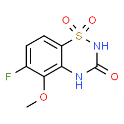 ChemSpider 2D Image | 6-Fluoro-5-methoxy-2H-1,2,4-benzothiadiazin-3(4H)-one 1,1-dioxide | C8H7FN2O4S