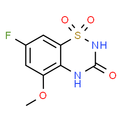 ChemSpider 2D Image | 7-Fluoro-5-methoxy-2H-1,2,4-benzothiadiazin-3(4H)-one 1,1-dioxide | C8H7FN2O4S