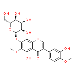 ChemSpider 2D Image | 5-Hydroxy-3-(3-hydroxy-4-methoxyphenyl)-6-methoxy-4-oxo-4H-chromen-7-yl alpha-D-glucopyranoside | C23H24O12