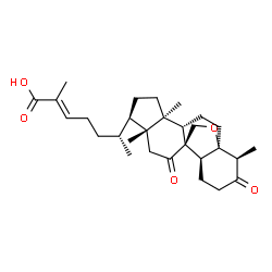 ChemSpider 2D Image | (2E,6R)-2-Methyl-6-[(1R,4S,5S,8R,9R,12R,13S,17R)-5,9,17-trimethyl-11,16-dioxo-18-oxapentacyclo[10.5.2.0~1,13~.0~4,12~.0~5,9~]nonadec-8-yl]-2-heptenoic acid | C29H42O5