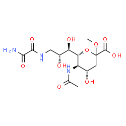ChemSpider 2D Image | Methyl (6R)-5-acetamido-6-[(1R,2R)-3-{[amino(oxo)acetyl]amino}-1,2-dihydroxypropyl]-3,5-dideoxy-L-threo-hex-2-ulopyranosidonic acid | C14H23N3O10