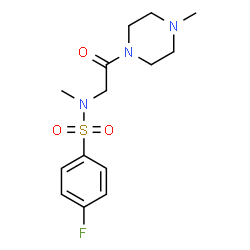 ChemSpider 2D Image | 4-Fluoro-N-methyl-N-[2-(4-methyl-1-piperazinyl)-2-oxoethyl]benzenesulfonamide | C14H20FN3O3S