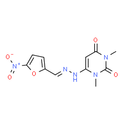 ChemSpider 2D Image | 1,3-Dimethyl-6-(2-(5-nitro-2-furfurylidene)hydrazino)uracil | C11H11N5O5