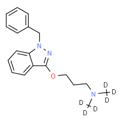 ChemSpider 2D Image | 3-[(1-Benzyl-1H-indazol-3-yl)oxy]-N,N-bis[(~2~H_3_)methyl]-1-propanamine | C19H17D6N3O