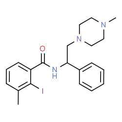 ChemSpider 2D Image | 2-Iodo-3-methyl-N-[2-(4-methyl-1-piperazinyl)-1-phenylethyl]benzamide | C21H26IN3O