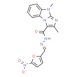 ChemSpider 2D Image | 2,9-Dimethyl-N'-[(E)-(5-nitro-2-furyl)methylene]-9H-imidazo[1,2-a]benzimidazole-3-carbohydrazide | C17H14N6O4