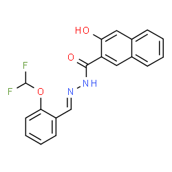 ChemSpider 2D Image | N'-{(E)-[2-(Difluoromethoxy)phenyl]methylene}-3-hydroxy-2-naphthohydrazide | C19H14F2N2O3
