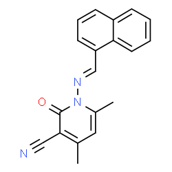 ChemSpider 2D Image | 4,6-Dimethyl-1-[(E)-(1-naphthylmethylene)amino]-2-oxo-1,2-dihydro-3-pyridinecarbonitrile | C19H15N3O