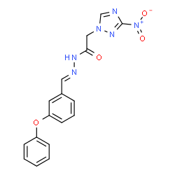 ChemSpider 2D Image | 2-(3-Nitro-1H-1,2,4-triazol-1-yl)-N'-[(E)-(3-phenoxyphenyl)methylene]acetohydrazide | C17H14N6O4