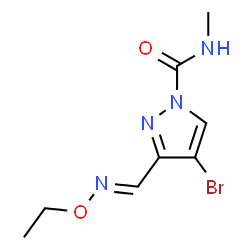 ChemSpider 2D Image | N1-methyl-4-bromo-3-[(ethoxyimino)methyl]-1H-pyrazole-1-carboxamide | C8H11BrN4O2