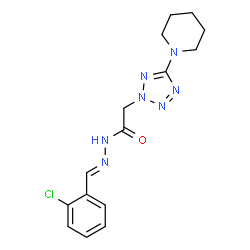 ChemSpider 2D Image | N'-[(E)-(2-Chlorophenyl)methylene]-2-[5-(1-piperidinyl)-2H-tetrazol-2-yl]acetohydrazide | C15H18ClN7O