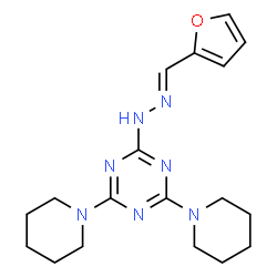 ChemSpider 2D Image | 2-[(2E)-2-(2-Furylmethylene)hydrazino]-4,6-di(1-piperidinyl)-1,3,5-triazine | C18H25N7O