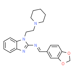 ChemSpider 2D Image | N-[(E)-1,3-Benzodioxol-5-ylmethylene]-1-[2-(piperidin-1-yl)ethyl]-1H-benzimidazol-2-amine | C22H24N4O2