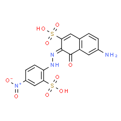ChemSpider 2D Image | (3E)-6-Amino-3-[(4-nitro-2-sulfophenyl)hydrazono]-4-oxo-3,4-dihydro-2-naphthalenesulfonic acid | C16H12N4O9S2
