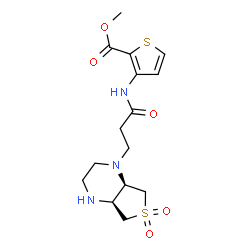 ChemSpider 2D Image | Methyl 3-({3-[(4aS,7aR)-6,6-dioxidohexahydrothieno[3,4-b]pyrazin-1(2H)-yl]propanoyl}amino)-2-thiophenecarboxylate | C15H21N3O5S2