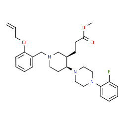 ChemSpider 2D Image | Methyl 3-{(3R,4S)-1-[2-(allyloxy)benzyl]-4-[4-(2-fluorophenyl)-1-piperazinyl]-3-piperidinyl}propanoate | C29H38FN3O3