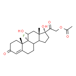 ChemSpider 2D Image | (8xi,14xi)-9-Fluoro-11,17-dihydroxy-3,20-dioxopregn-4-en-21-yl acetate | C23H31FO6