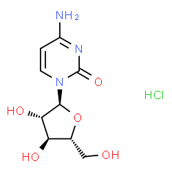 ChemSpider 2D Image | 4-Amino-1-(alpha-D-arabinofuranosyl)-2(1H)-pyrimidinone hydrochloride (1:1) | C9H14ClN3O5
