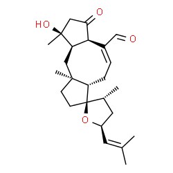 ChemSpider 2D Image | (2alpha,3alpha,6alpha,7E,10beta,11alpha,14alpha,15R,18S)-3-Hydroxy-5-oxo-14,18-epoxyophiobola-7,19-dien-25-al | C25H36O4