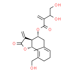 ChemSpider 2D Image | (3aS,4R,6E,10Z,11aS)-10-(Hydroxymethyl)-6-methyl-3-methylene-2-oxo-2,3,3a,4,5,8,9,11a-octahydrocyclodeca[b]furan-4-yl 3,4-dihydroxy-2-methylenebutanoate | C20H26O7