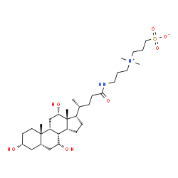 ChemSpider 2D Image | 3-[Dimethyl(3-{[(3alpha,5beta,7alpha,9beta,12alpha,14beta,17alpha)-3,7,12-trihydroxy-24-oxocholan-24-yl]amino}propyl)ammonio]-1-propanesulfonate | C32H58N2O7S