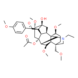 ChemSpider 2D Image | (1alpha,6alpha,13alpha,14alpha,16beta)-20-Ethyl-13-hydroxy-1,6,16-trimethoxy-14-(4-methoxybenzoyl)-4-(methoxymethyl)aconitan-8-yl acetate | C35H49NO9