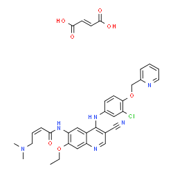 ChemSpider 2D Image | (2Z)-N-(4-{[3-Chloro-4-(2-pyridinylmethoxy)phenyl]amino}-3-cyano-7-ethoxy-6-quinolinyl)-4-(dimethylamino)-2-butenamide (2E)-2-butenedioate (1:1) | C34H33ClN6O7