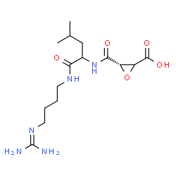 ChemSpider 2D Image | (3S)-3-{[1-({4-[(Diaminomethylene)amino]butyl}amino)-4-methyl-1-oxo-2-pentanyl]carbamoyl}-2-oxiranecarboxylic acid | C15H27N5O5