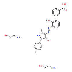 ChemSpider 2D Image | 3'-{(E)-[2-(3,4-Dimethylphenyl)-5-methyl-3-oxo-2,3-dihydro-1H-pyrazol-4-yl]diazenyl}-2'-hydroxy-3-biphenylcarboxylic acid - 2-aminoethanol (1:2) | C29H36N6O6