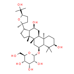 ChemSpider 2D Image | (3alpha,6alpha,8alpha,9beta,12alpha,13alpha,24R)-3,12,25-Trihydroxy-20,24-epoxydammaran-6-yl alpha-D-allopyranoside | C36H62O10
