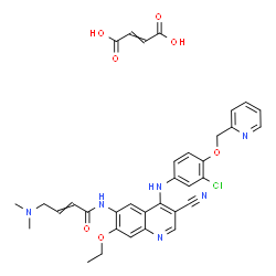 ChemSpider 2D Image | N-(4-{[3-Chloro-4-(2-pyridinylmethoxy)phenyl]amino}-3-cyano-7-ethoxy-6-quinolinyl)-4-(dimethylamino)-2-butenamide 2-butenedioate (1:1) | C34H33ClN6O7
