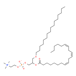 ChemSpider 2D Image | 3-(Hexadecyloxy)-2-[(8Z,11Z,14Z)-8,11,14-icosatrienoyloxy]propyl 2-(trimethylammonio)ethyl phosphate | C44H84NO7P