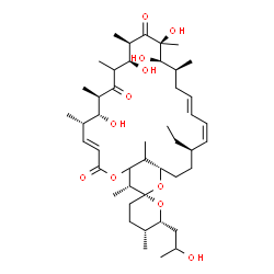 ChemSpider 2D Image | (4E,5'R,6S,6'R,7R,8R,11S,12R,14S,15R,16S,18E,20Z,22R,25S,27S,28R)-22-Ethyl-7,11,14,15-tetrahydroxy-6'-(2-hydroxypropyl)-5',6,8,10,12,14,16,28,29-nonamethyl-3',4',5',6'-tetrahydro-3H,9H,13H-spiro[2,26-
dioxabicyclo[23.3.1]nonacosa-4,18,20-triene-27,2'-pyran]-3,9,13-trione | C45H74O11