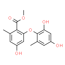 ChemSpider 2D Image | Methyl 2-(2,4-dihydroxy-6-methylphenoxy)-4-hydroxy-6-methylbenzoate | C16H16O6