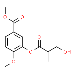 ChemSpider 2D Image | Methyl 3-[(3-hydroxy-2-methylpropanoyl)oxy]-4-methoxybenzoate | C13H16O6