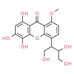 ChemSpider 2D Image | 1,3,4-Trihydroxy-8-methoxy-5-(1,3,4-trihydroxy-2-butanyl)-9H-xanthen-9-one | C18H18O9