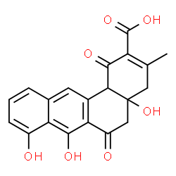ChemSpider 2D Image | 4a,7,8-Trihydroxy-3-methyl-1,6-dioxo-1,4,4a,5,6,12b-hexahydro-2-tetraphenecarboxylic acid | C20H16O7