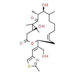 ChemSpider 2D Image | (4S,7R,8S,13Z,16S)-4,8-Dihydroxy-16-[(1E)-3-hydroxy-1-(2-methyl-1,3-thiazol-4-yl)-1-propen-2-yl]-5,5,7,9-tetramethyloxacyclohexadec-13-ene-2,6-dione | C26H39NO6S